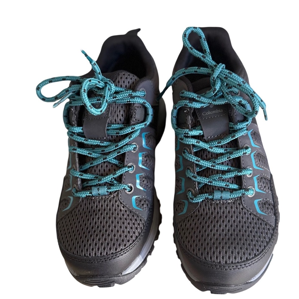 Columbia Women's Trail Hiking Shoes Black Teal Lace Up Outdoor Sneakers‎ Size 5